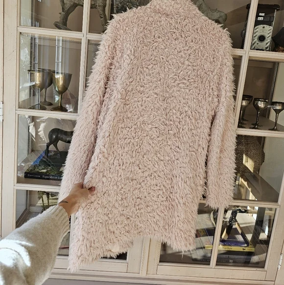 Anthropologie Bishop + Young Teddy Coat Long Fuzzy Blush - Picture 11 of 12